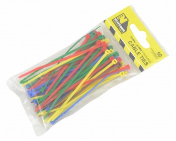 Assorted 100mm x 2.5mm Coloured Cable Ties (50 per pack)